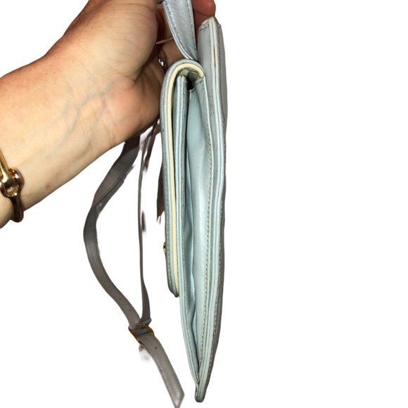 Cee Klein Deadstock NEW NWT vintage pearlized blue leather cross body me… - Picture 5 of 8